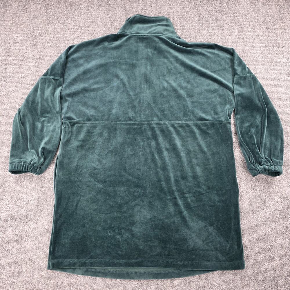 Anthropologie Sweater Dress Womens Medium Green Velour Saturday Sunday 1/4 Zip - Picture 5 of 16